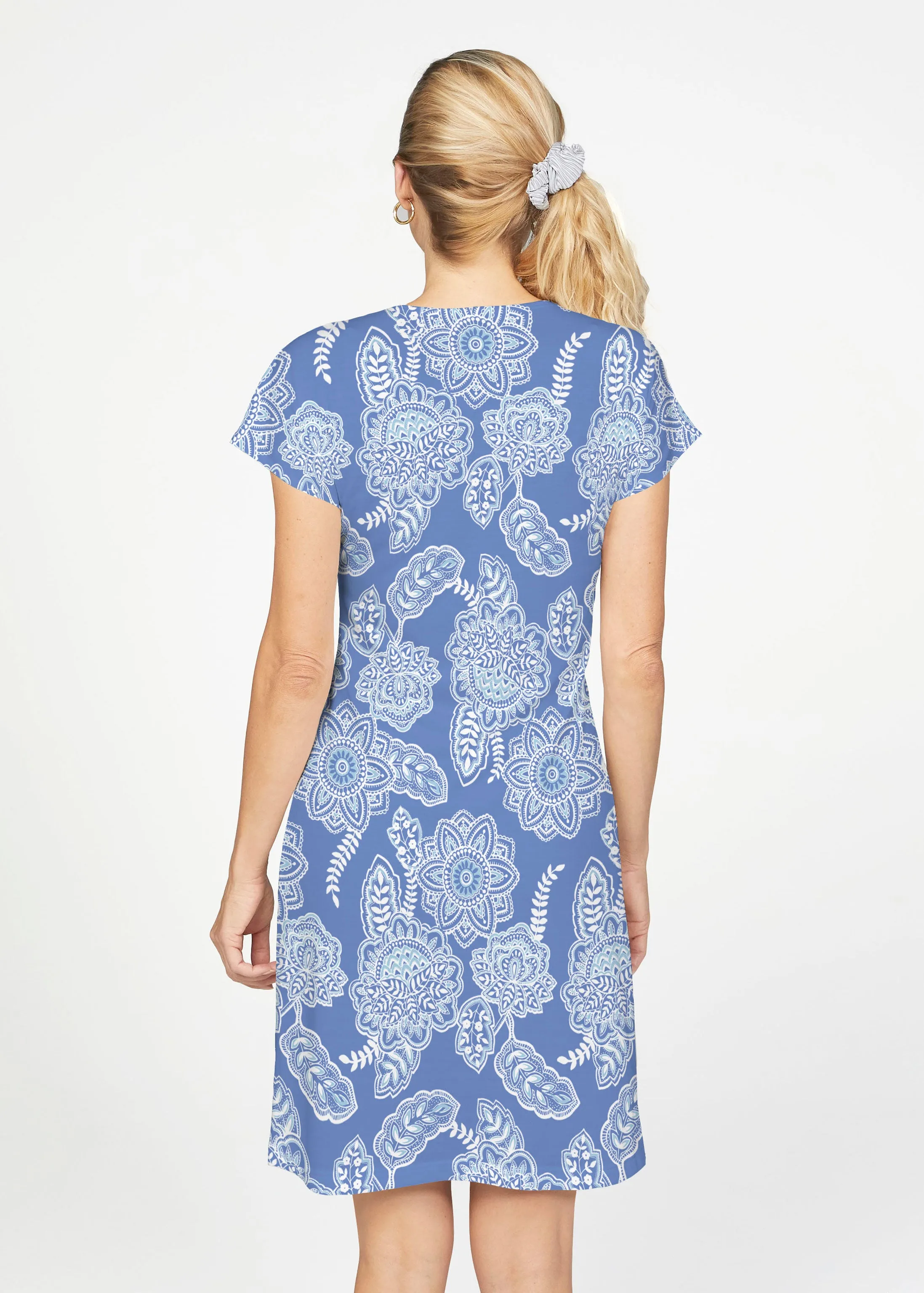 Floral Sunshine (13533) ~ French Terry Short Sleeve Crew Dress