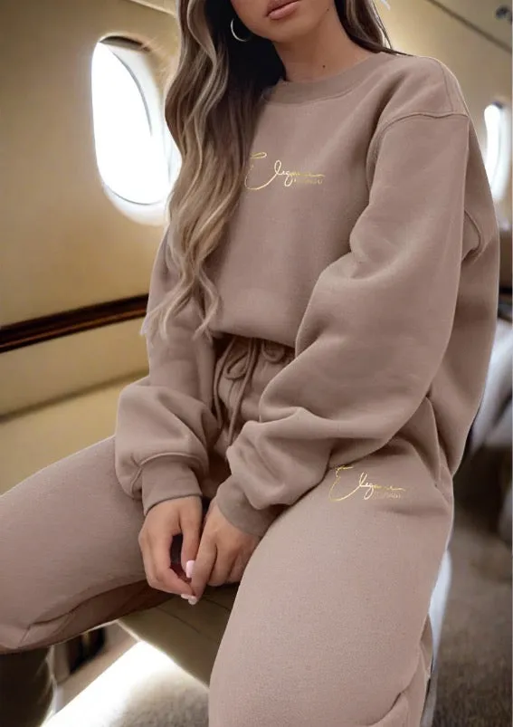 FLY IN STYLE - Khaki 3-Piece Jogger Set | Chic, Comfortable & Versatile