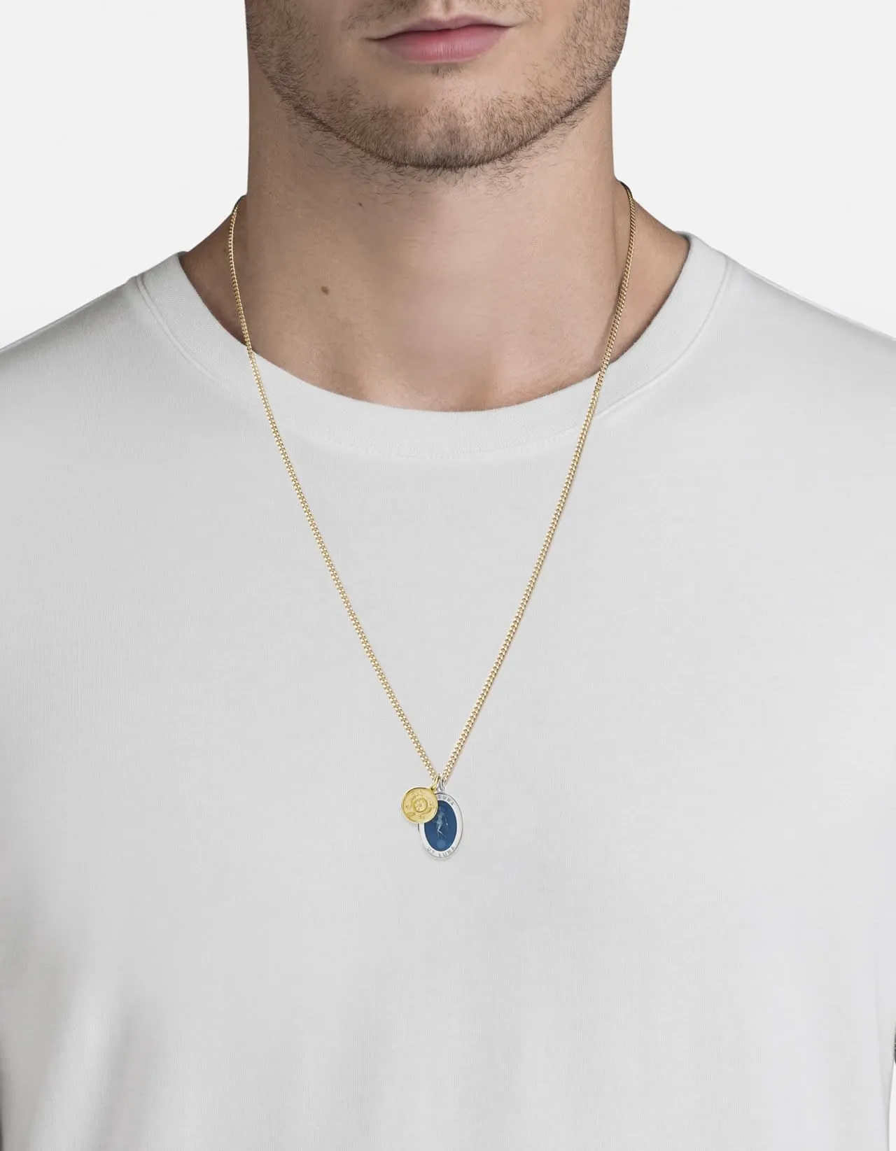 Fortuna Necklace, Sterling Silver/14k Gold/Blue