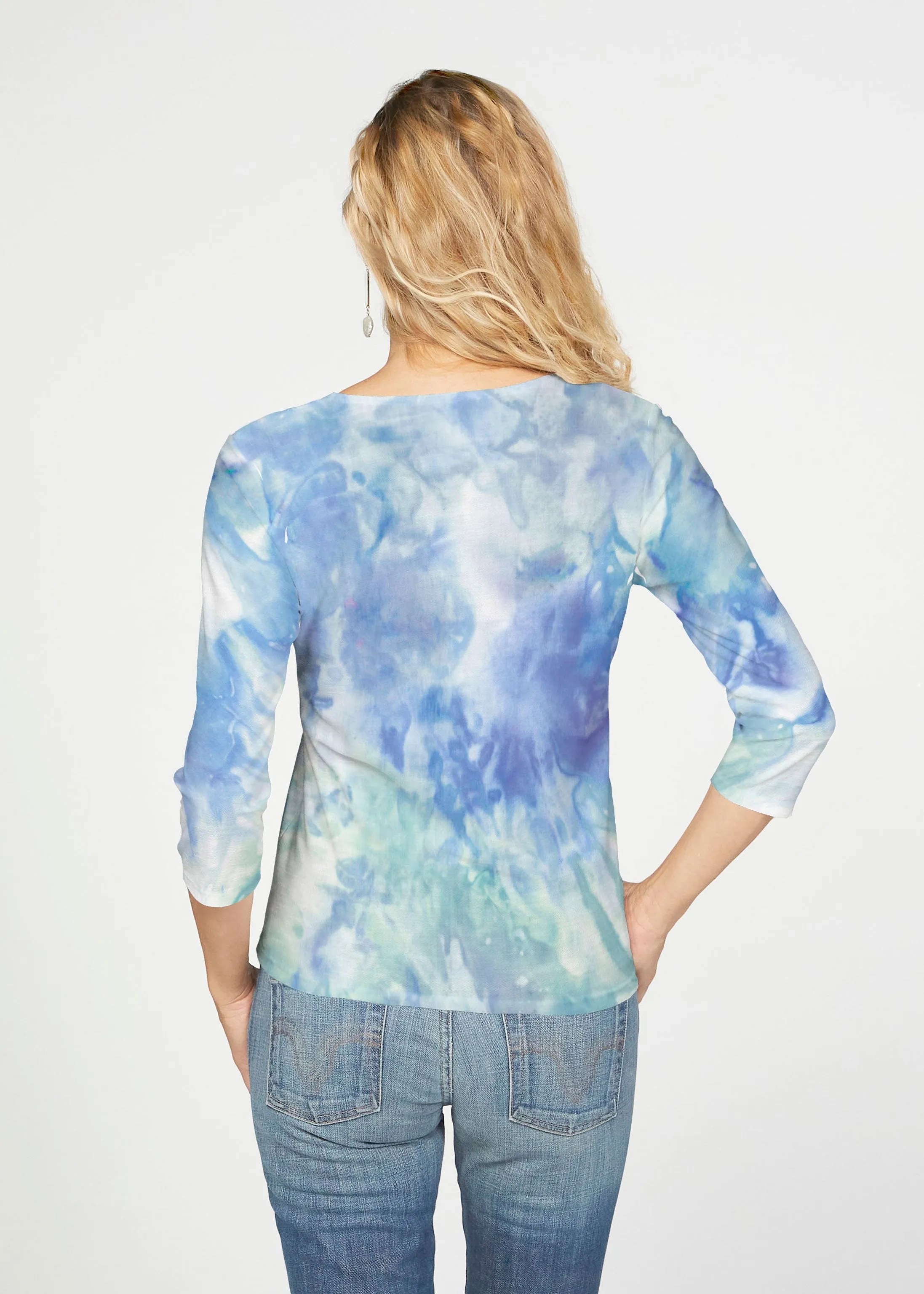 Francesca (16249) ~ French Terry Tie 3/4 Sleeve Top