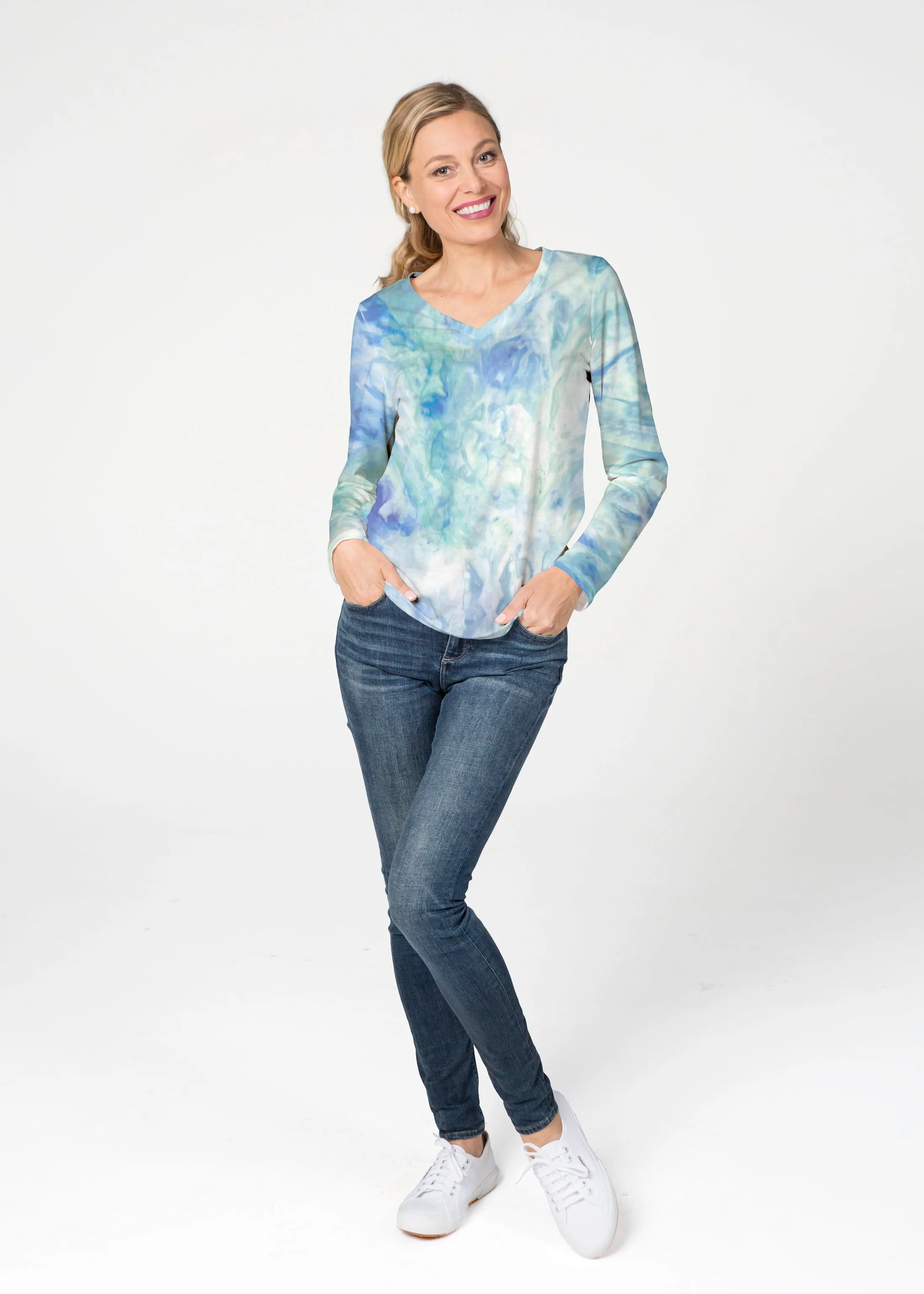 Francesca (16249) ~ French Terry V-neck Top