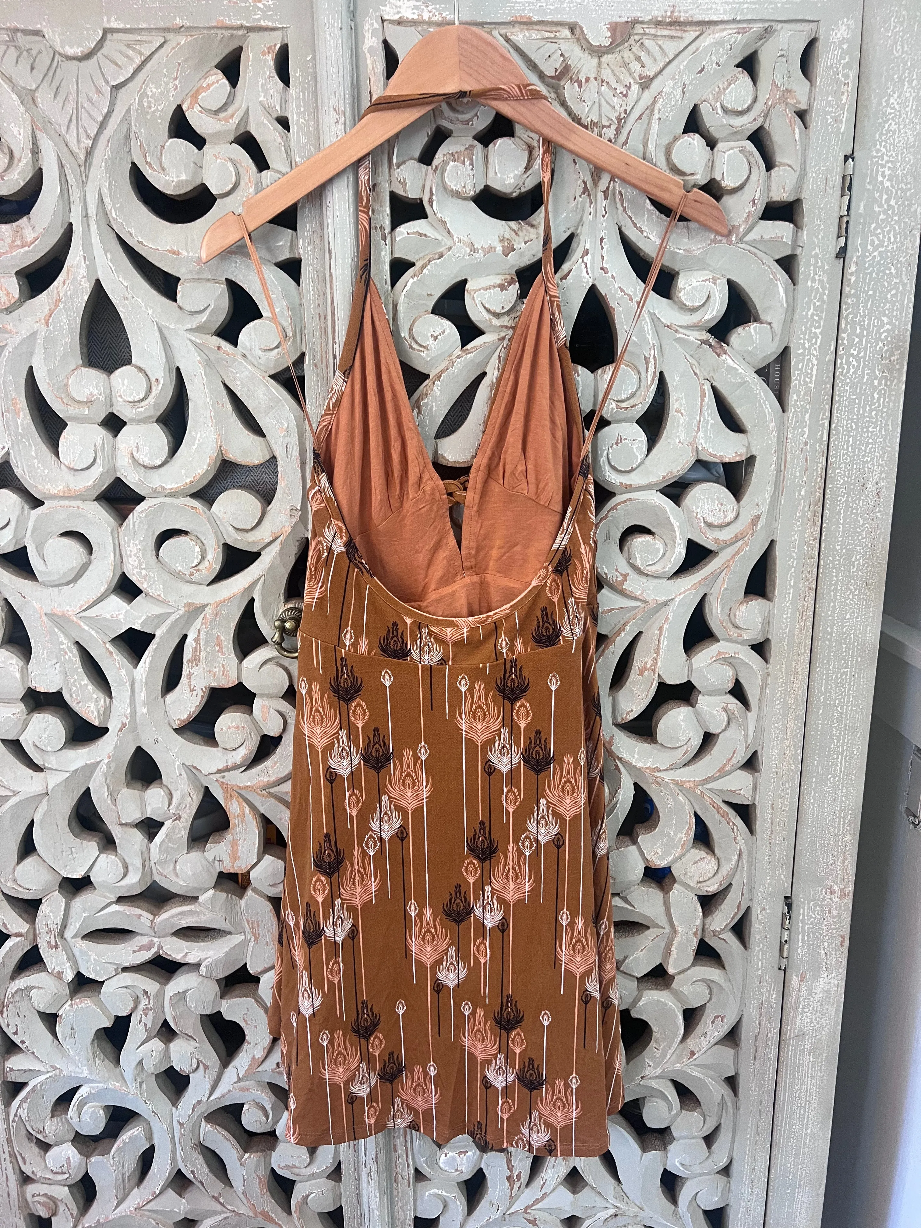 Free People Brown Halter Dress S (RESTYLE)