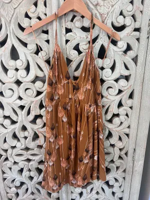 Free People Brown Halter Dress S (RESTYLE)