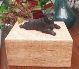 French Bulldog Wood Cremation Pet Urn: Casket  for Dog Ashes