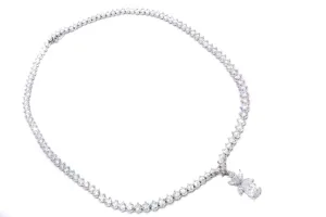 French Diamond and 2 Carat D Color Pear Shape Diamond Platinum Riviera Necklace