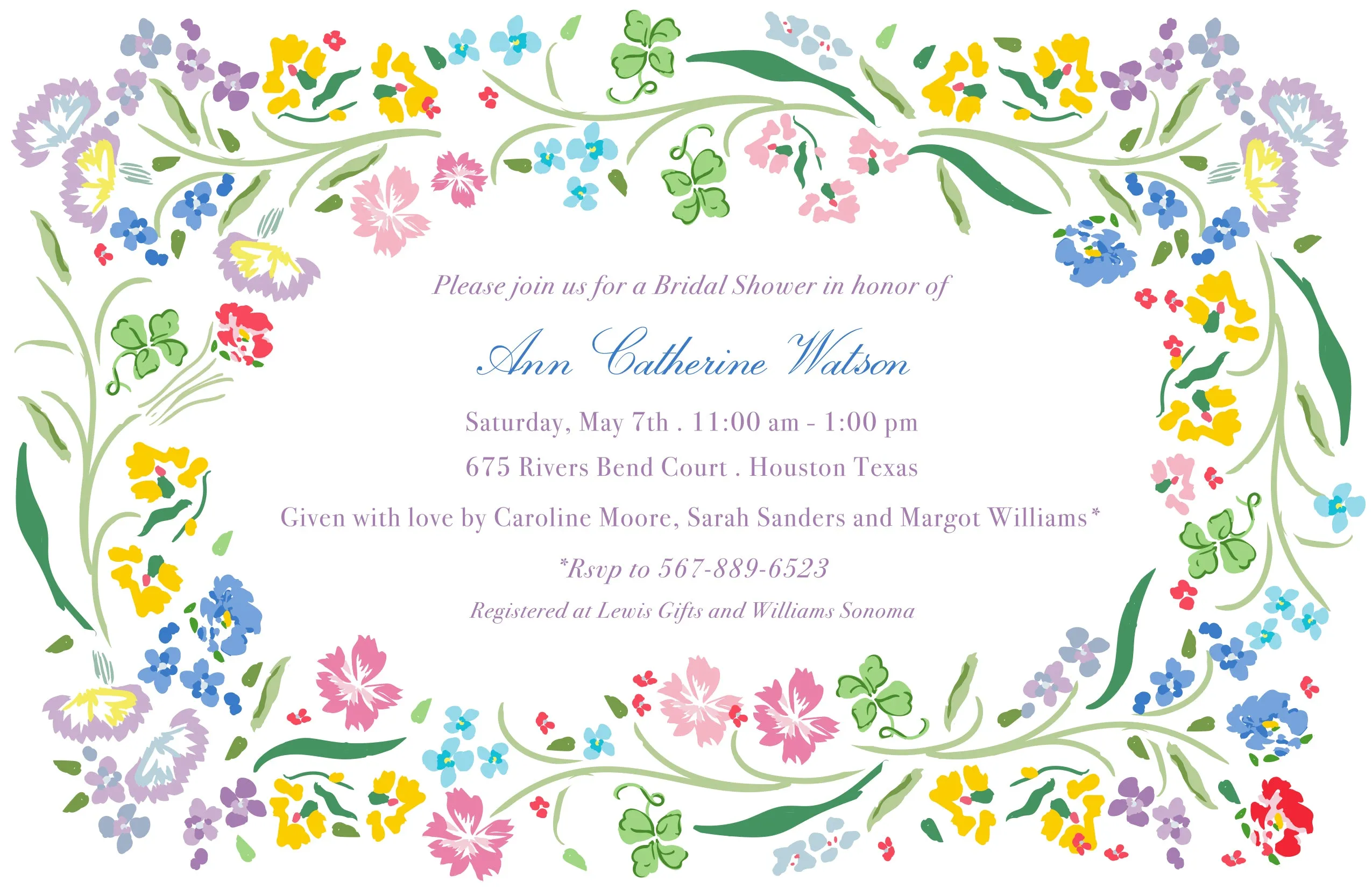 French Flower Invitation - Landscape