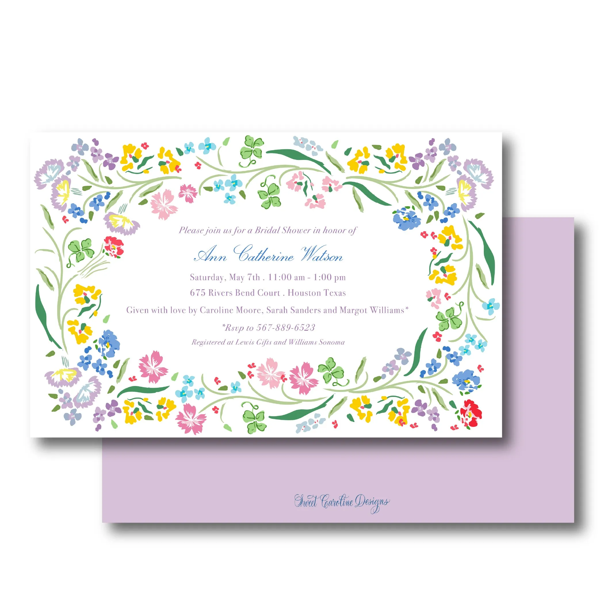 French Flower Invitation - Landscape