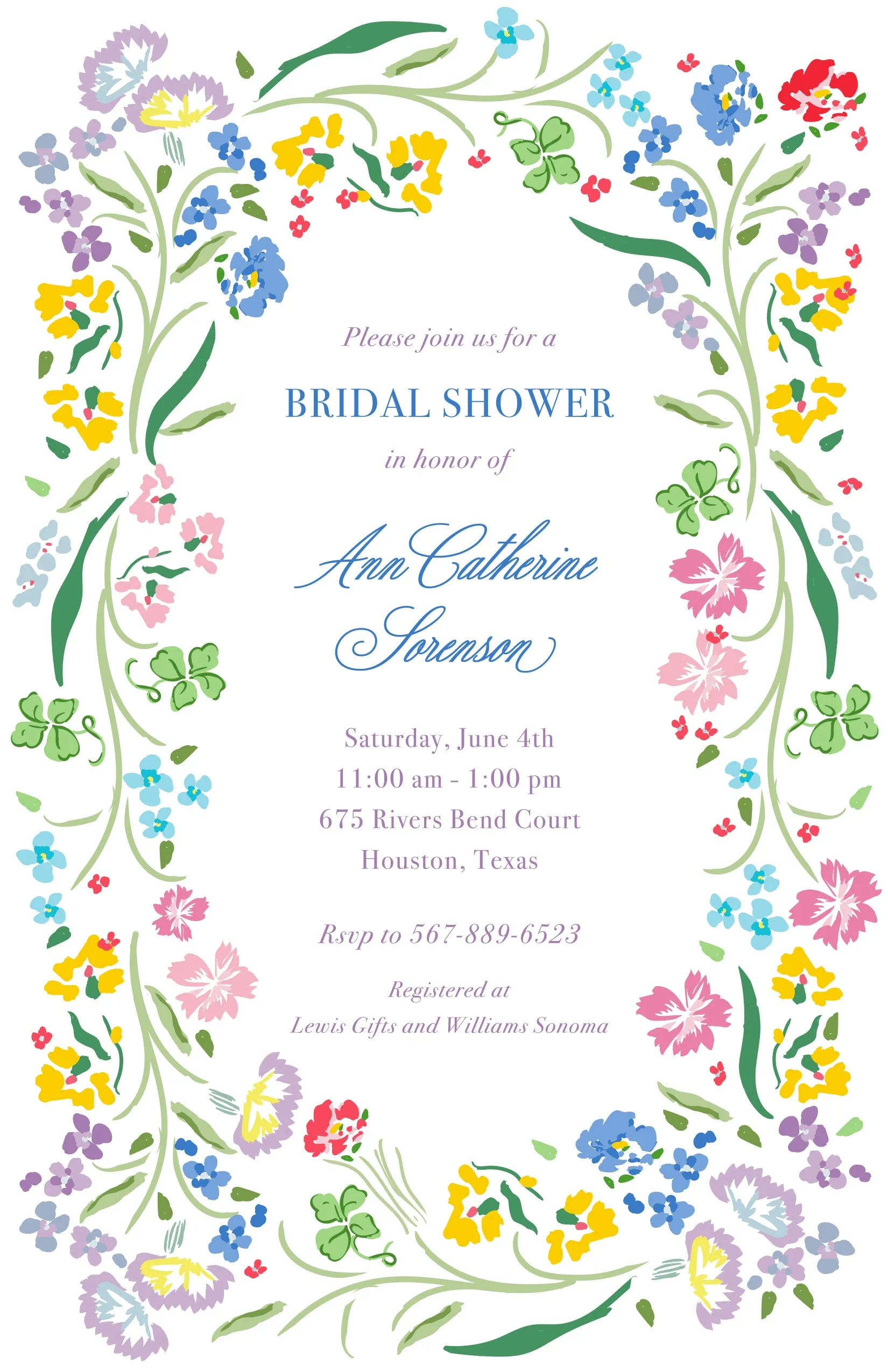 French Flower Invitation - Portrait