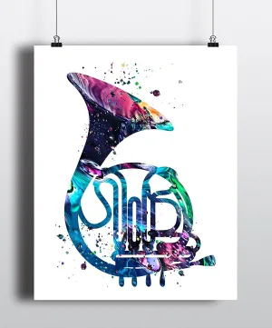 French Horn Art Print -Unframed