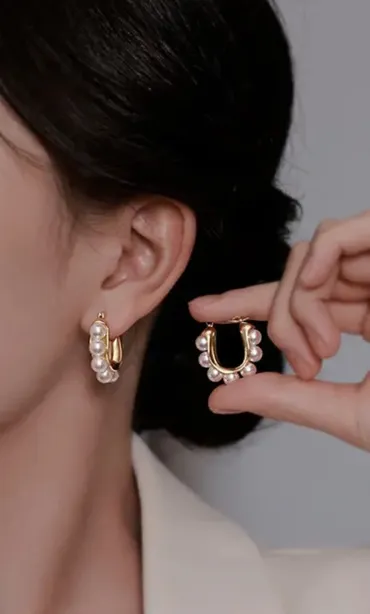 French Pearl Hoops