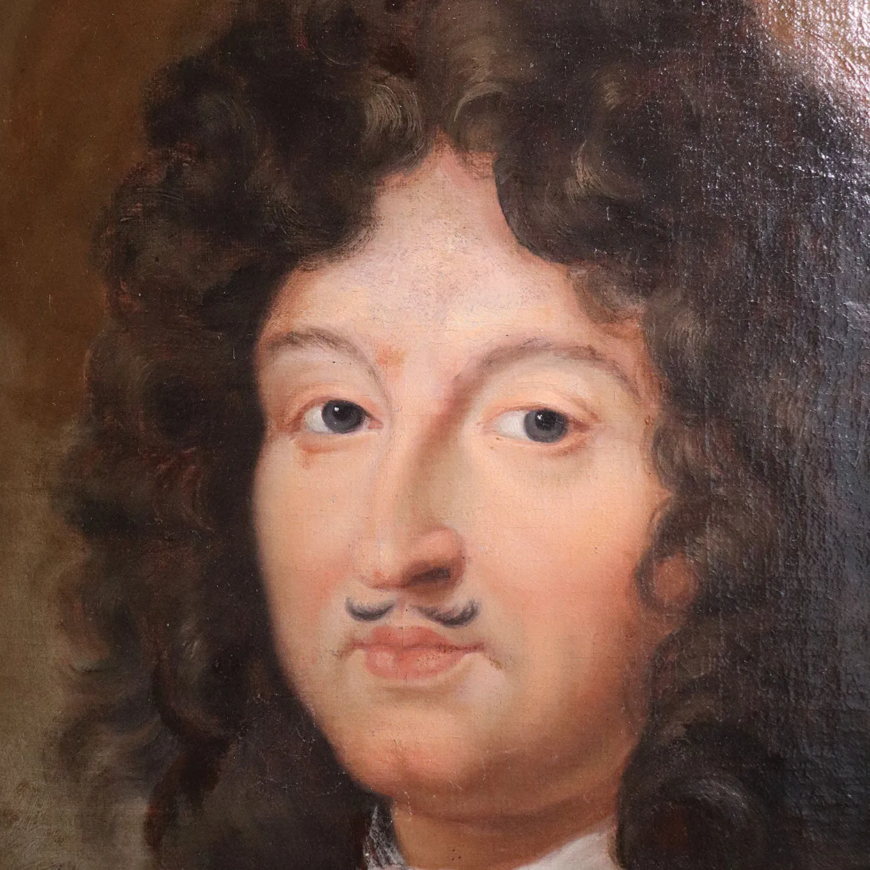 French School Baroque Oil on Canvas Painting, Portrait of Noble Gentleman in Armor