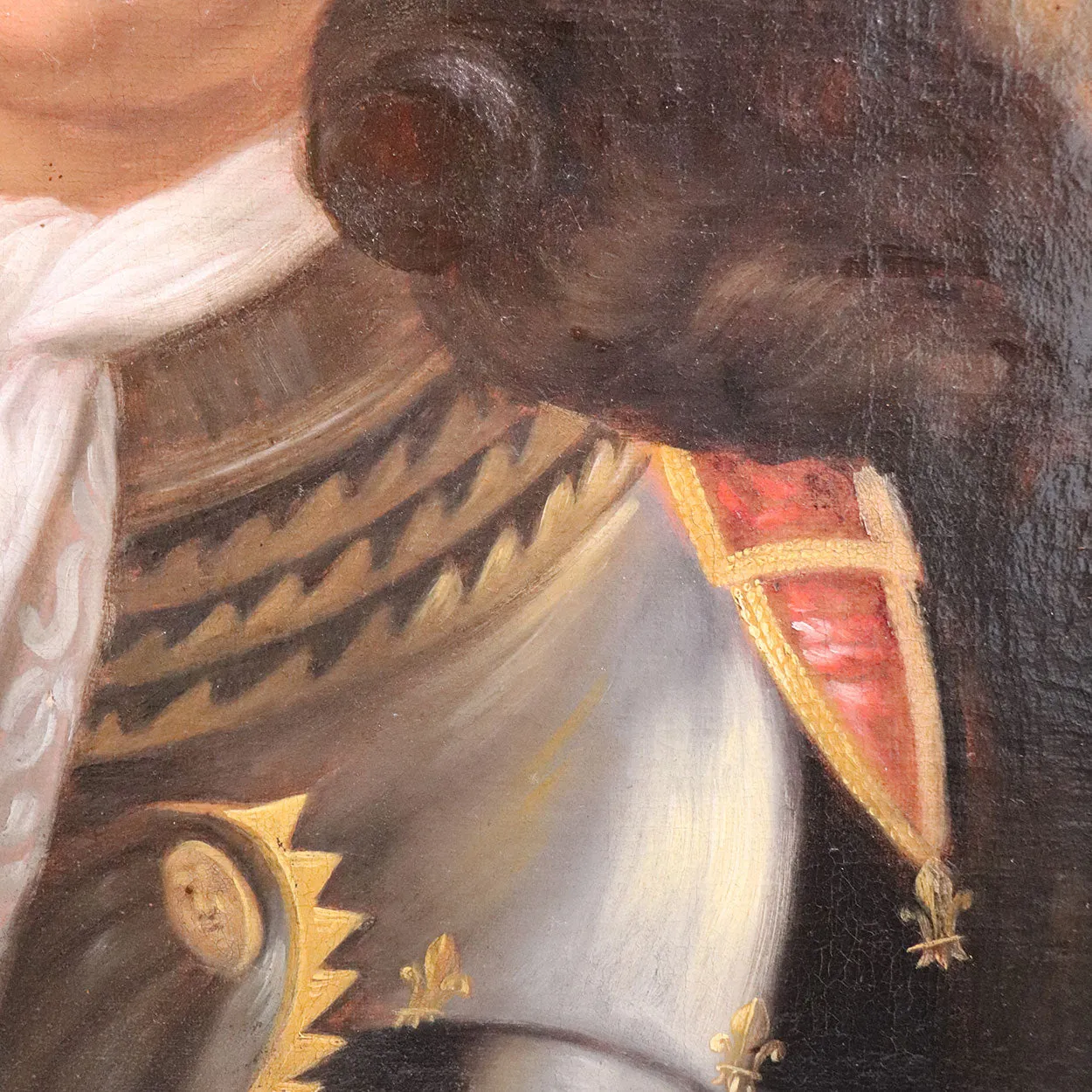 French School Baroque Oil on Canvas Painting, Portrait of Noble Gentleman in Armor