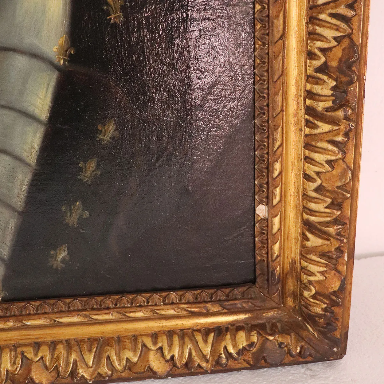 French School Baroque Oil on Canvas Painting, Portrait of Noble Gentleman in Armor