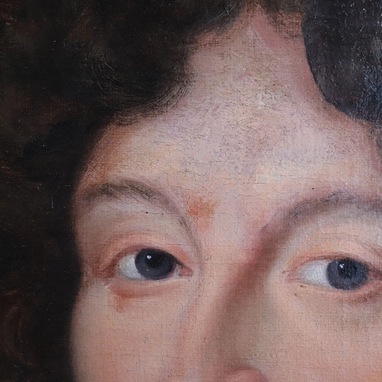 French School Baroque Oil on Canvas Painting, Portrait of Noble Gentleman in Armor