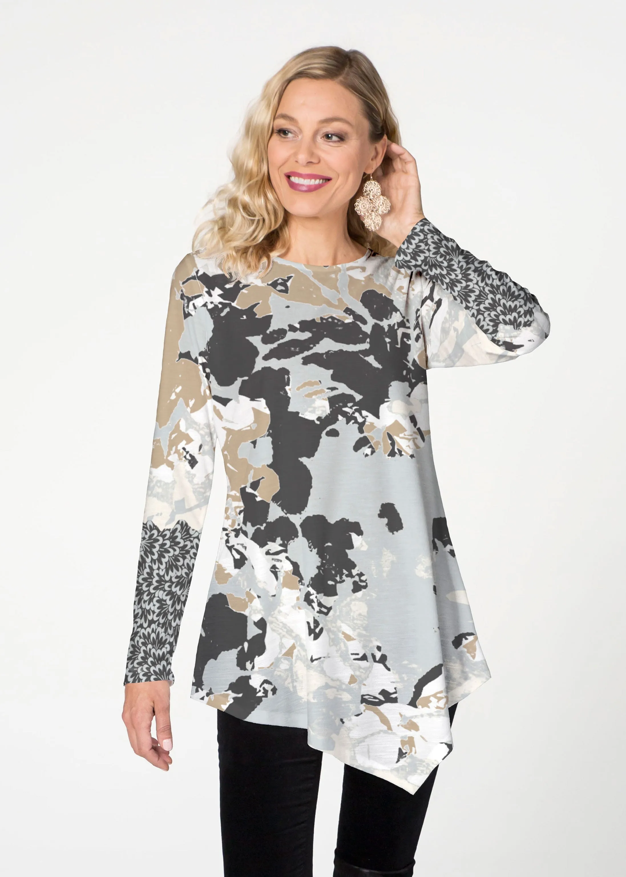 Frosted Gold (19109) ~ Asymmetrical French Terry Tunic