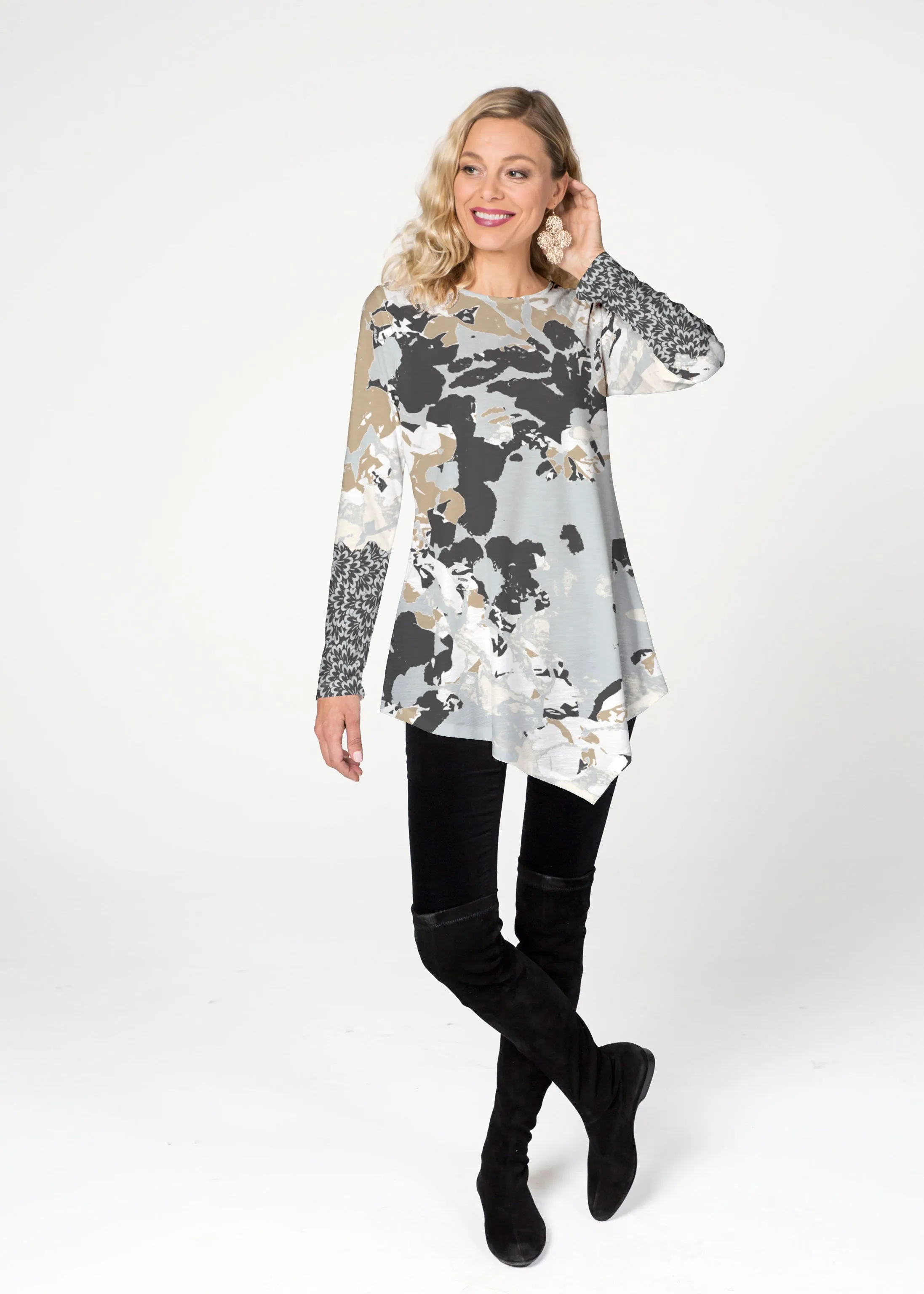Frosted Gold (19109) ~ Asymmetrical French Terry Tunic