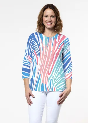 Fruity Stripes (14272) ~ Signature 3/4 Sleeve Crew Neck Top