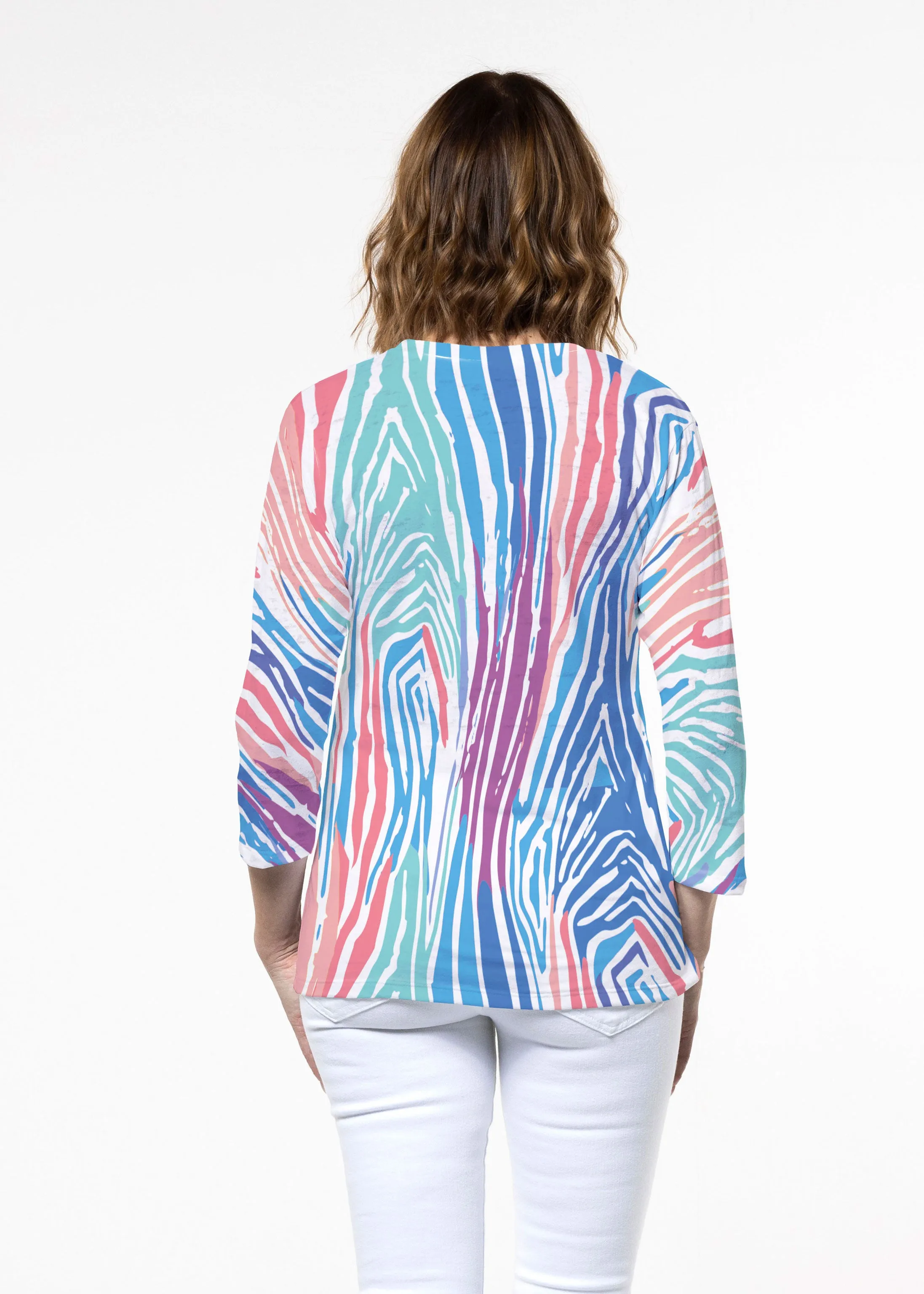 Fruity Stripes (14272) ~ Signature 3/4 Sleeve Crew Neck Top