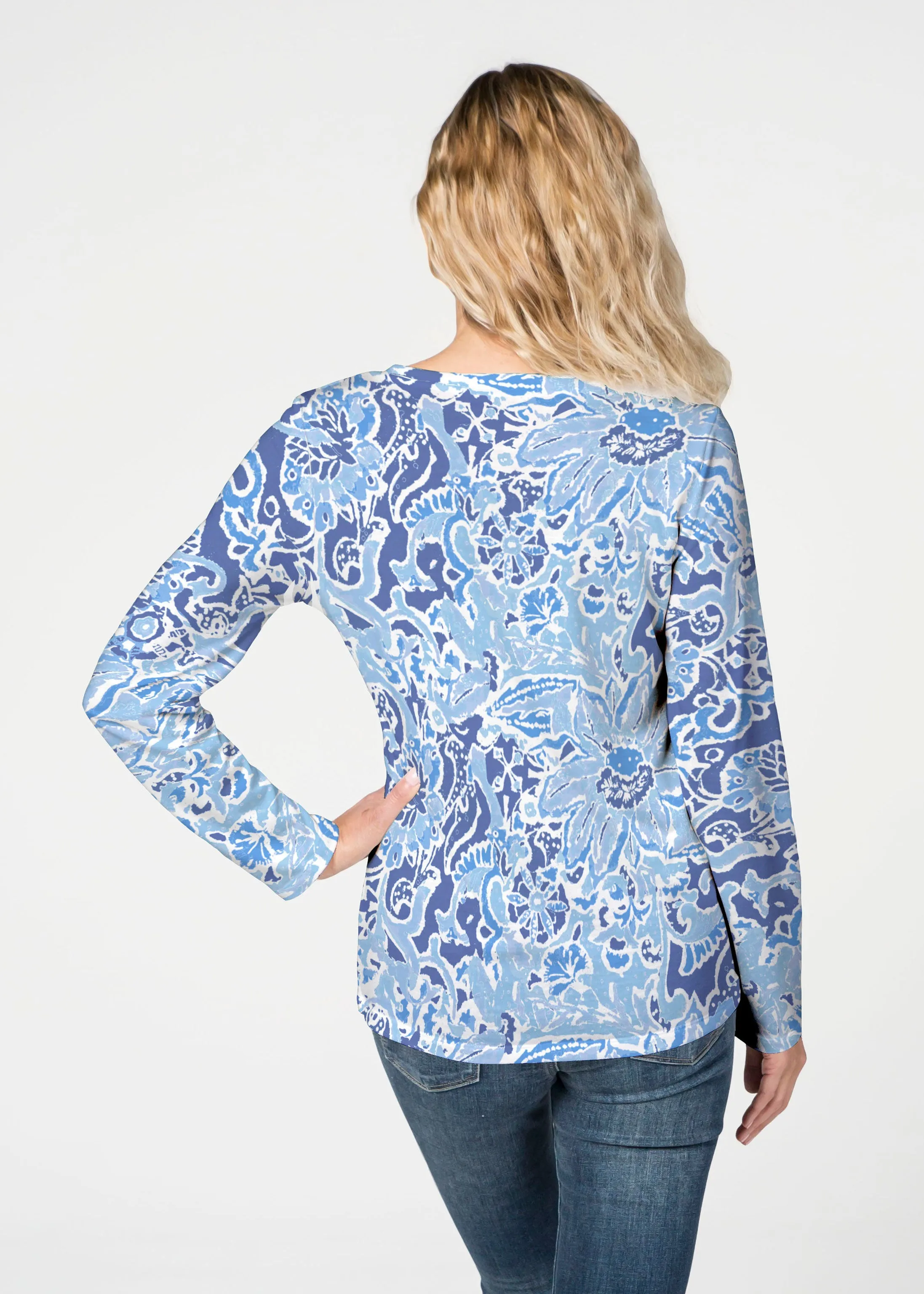 Fusion Blue (2895) ~ French Terry V-neck Top