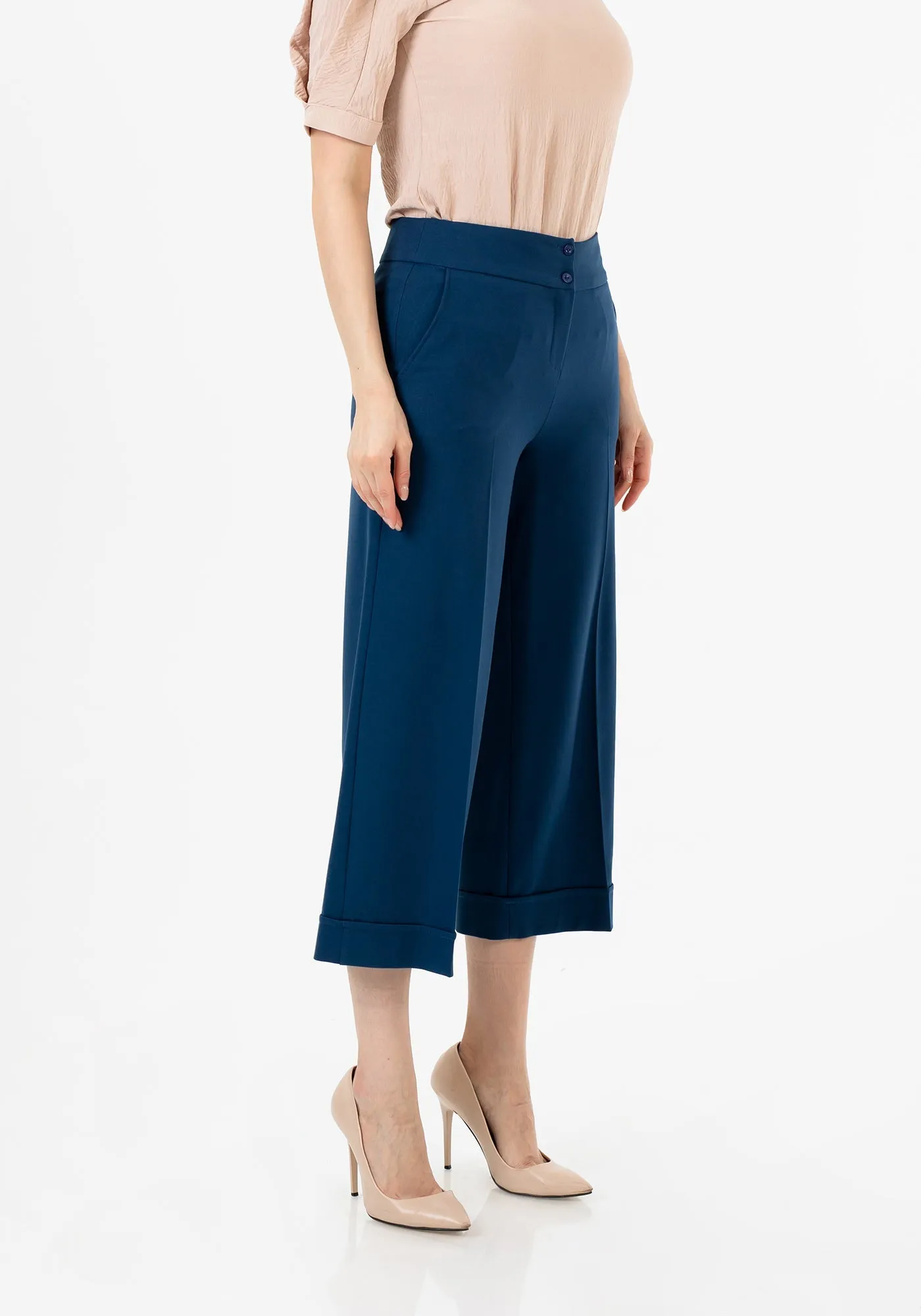 G-Line Indigo Wide Leg Cropped Pants