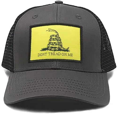 Gadsden Flag Trucker Baseball Snapback Hat (Black) - International Tie