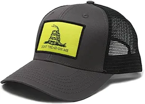 Gadsden Flag Trucker Baseball Snapback Hat (Black) - International Tie