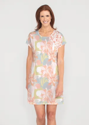 Garden Collage (8049) ~ French Terry Short Sleeve Crew Dress