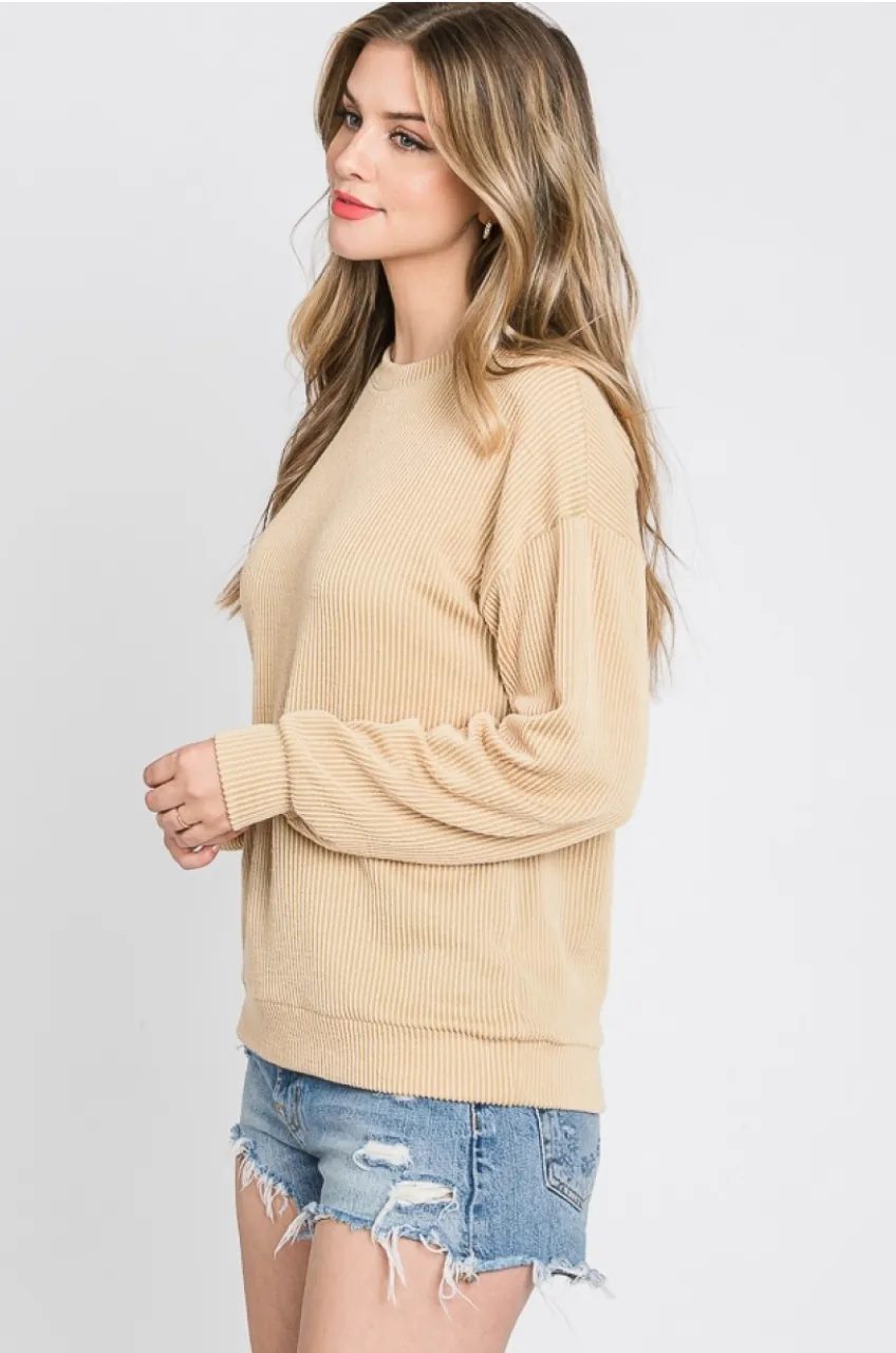 Gather All The Facts Ribbed Long Sleeve-Multipe Colors Available
