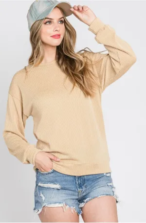 Gather All The Facts Ribbed Long Sleeve-Multipe Colors Available
