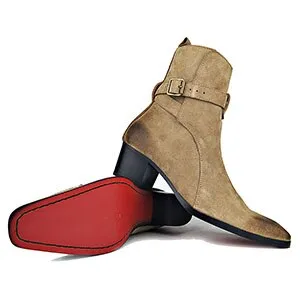 Genuine Cow Leather Suede high heel Men Boots high top Zipper fashion British style fashion men's Chelsea Boots  Hot Sales