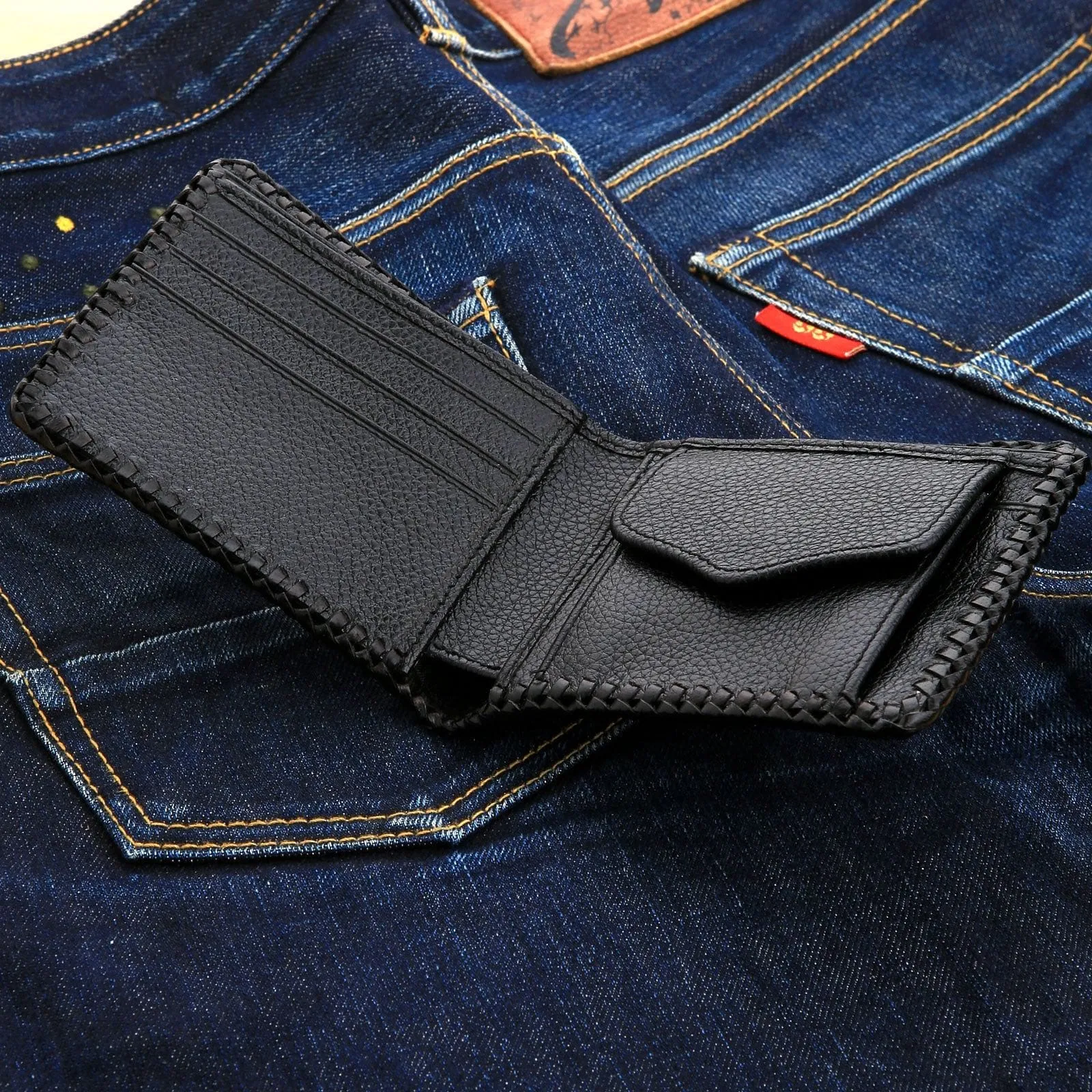 Genuine Exotic Blue Row Stingray Cross Leather Biker Wallet