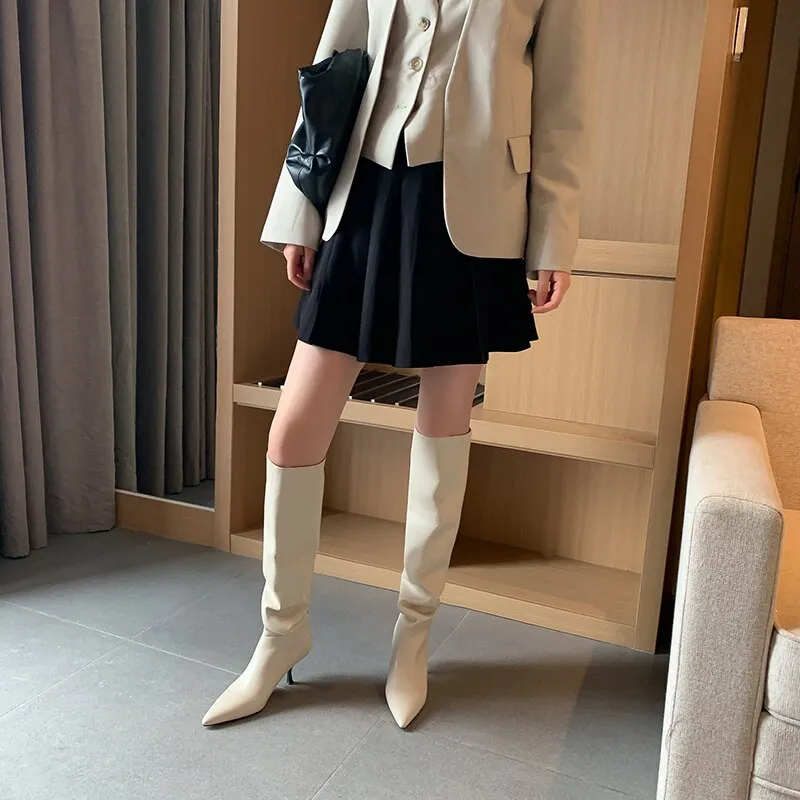 Genuine Leather Knee-High Boots
