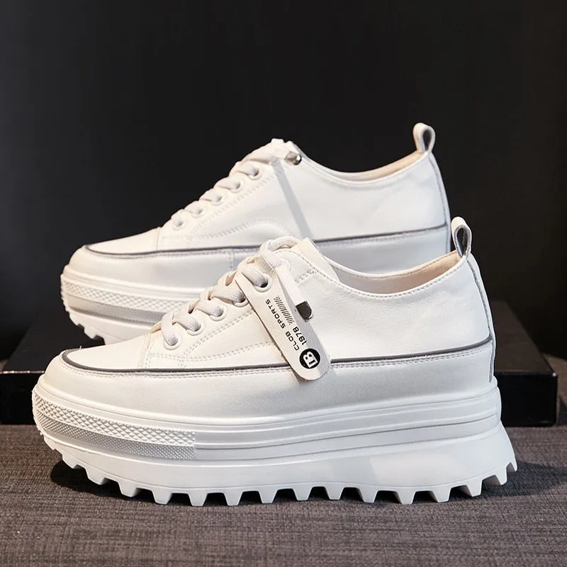 Genuine Leather Platform Wedge Shoes