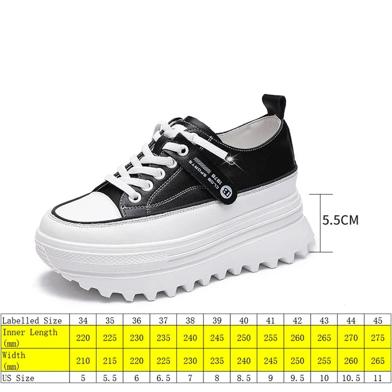 Genuine Leather Platform Wedge Shoes