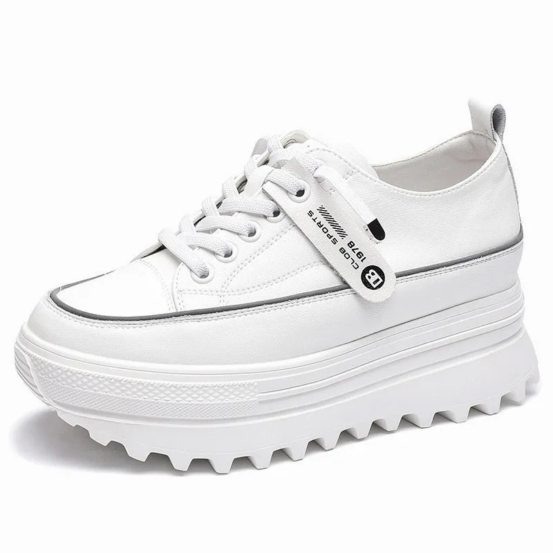Genuine Leather Platform Wedge Shoes