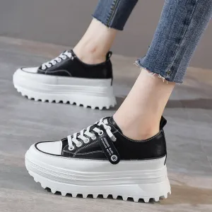 Genuine Leather Platform Wedge Shoes