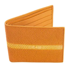 Genuine Row Orange Stingray Skin Leather Wallet