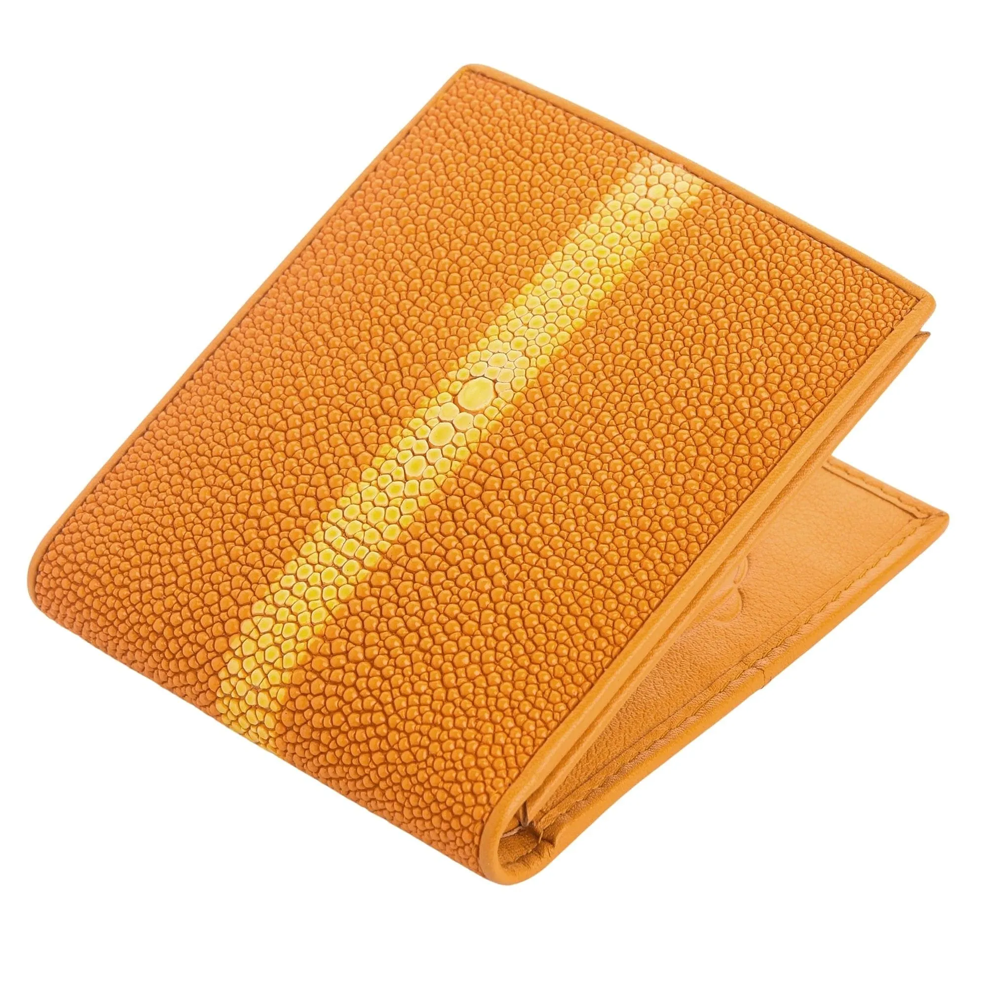 Genuine Row Orange Stingray Skin Leather Wallet