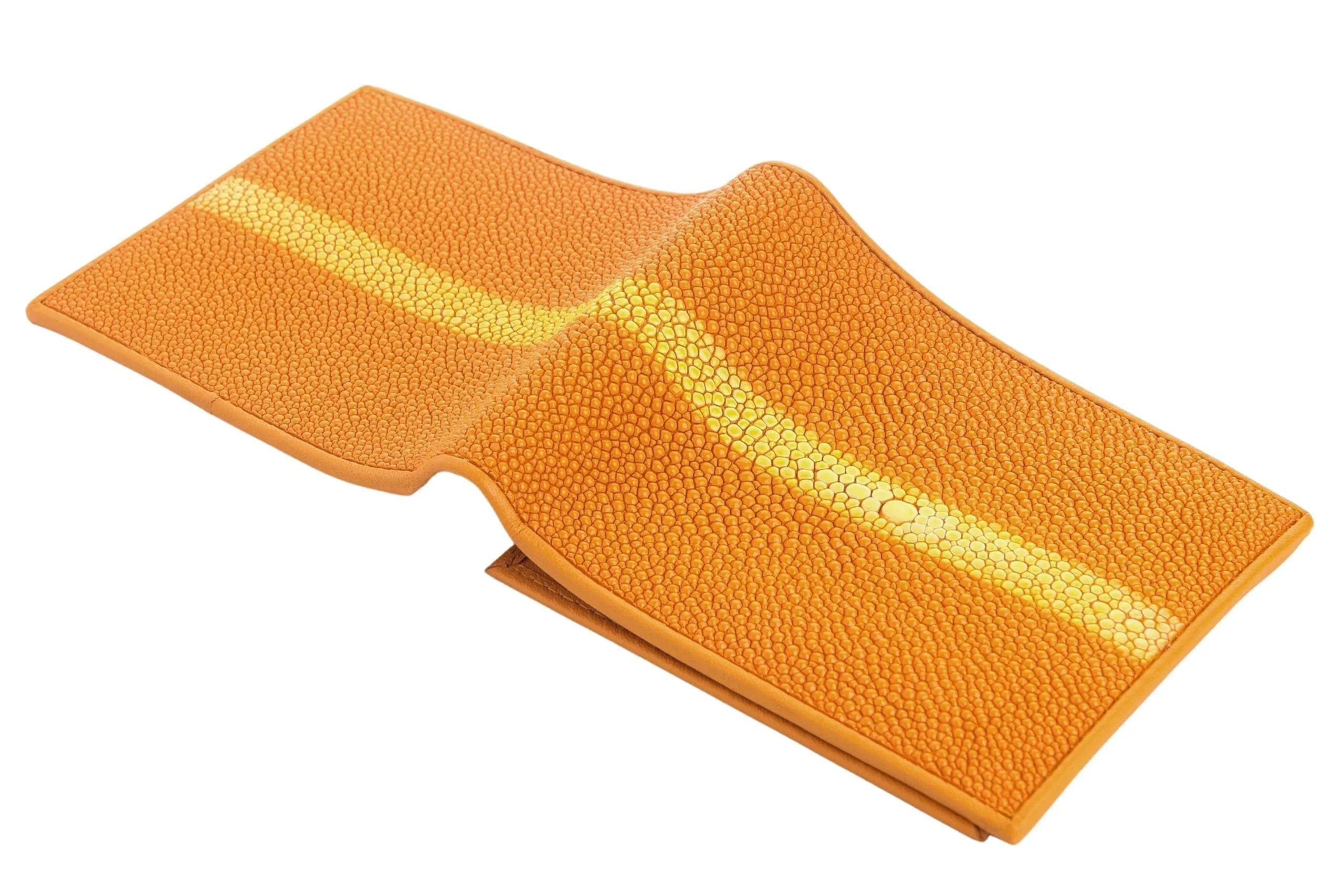 Genuine Row Orange Stingray Skin Leather Wallet