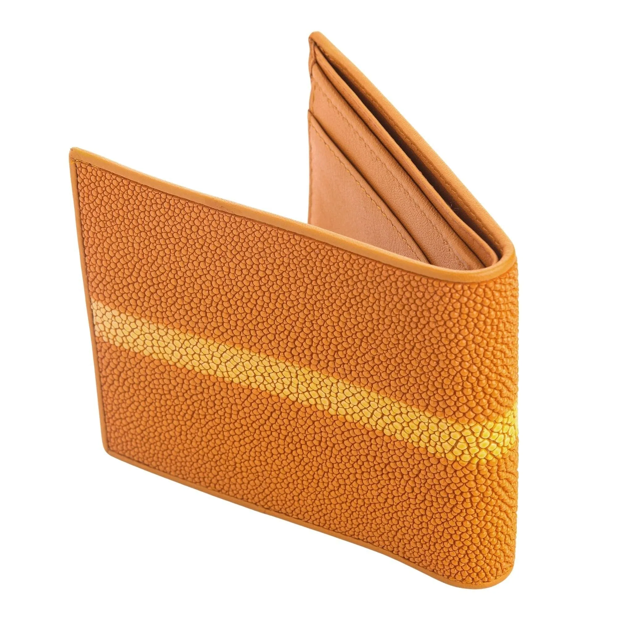Genuine Row Orange Stingray Skin Leather Wallet