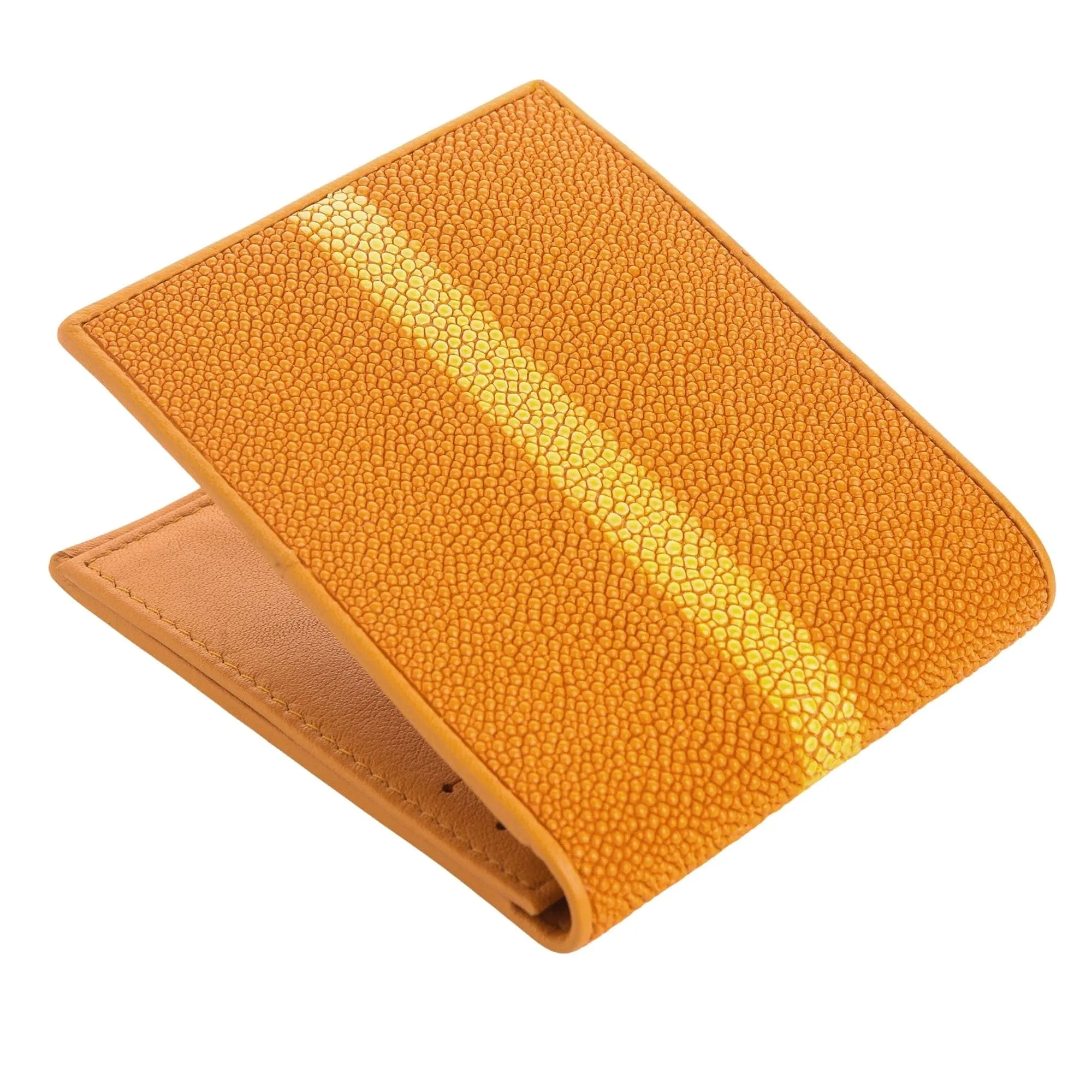 Genuine Row Orange Stingray Skin Leather Wallet