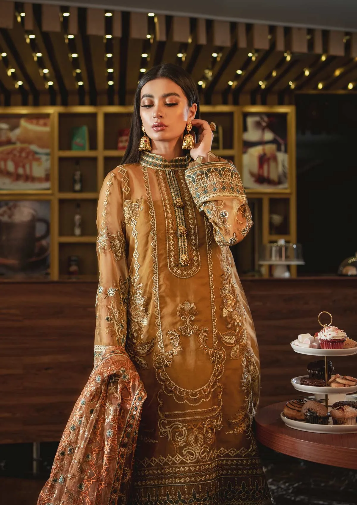 Gharara Dress Pakistani in Rusty Brown Color #PF366