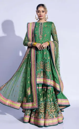 Gharara Kameez Dupatta Green Pakistani Mehndi Dress