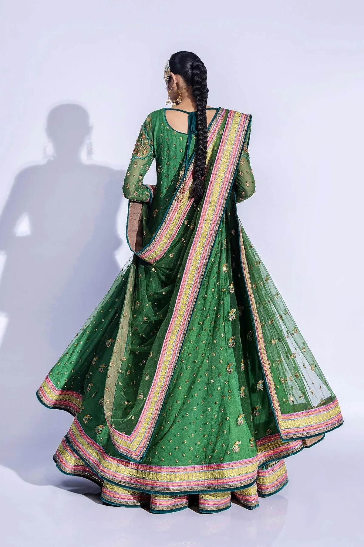 Gharara Kameez Dupatta Green Pakistani Mehndi Dress