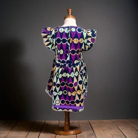 Girls Purple African Print Dress (8T)
