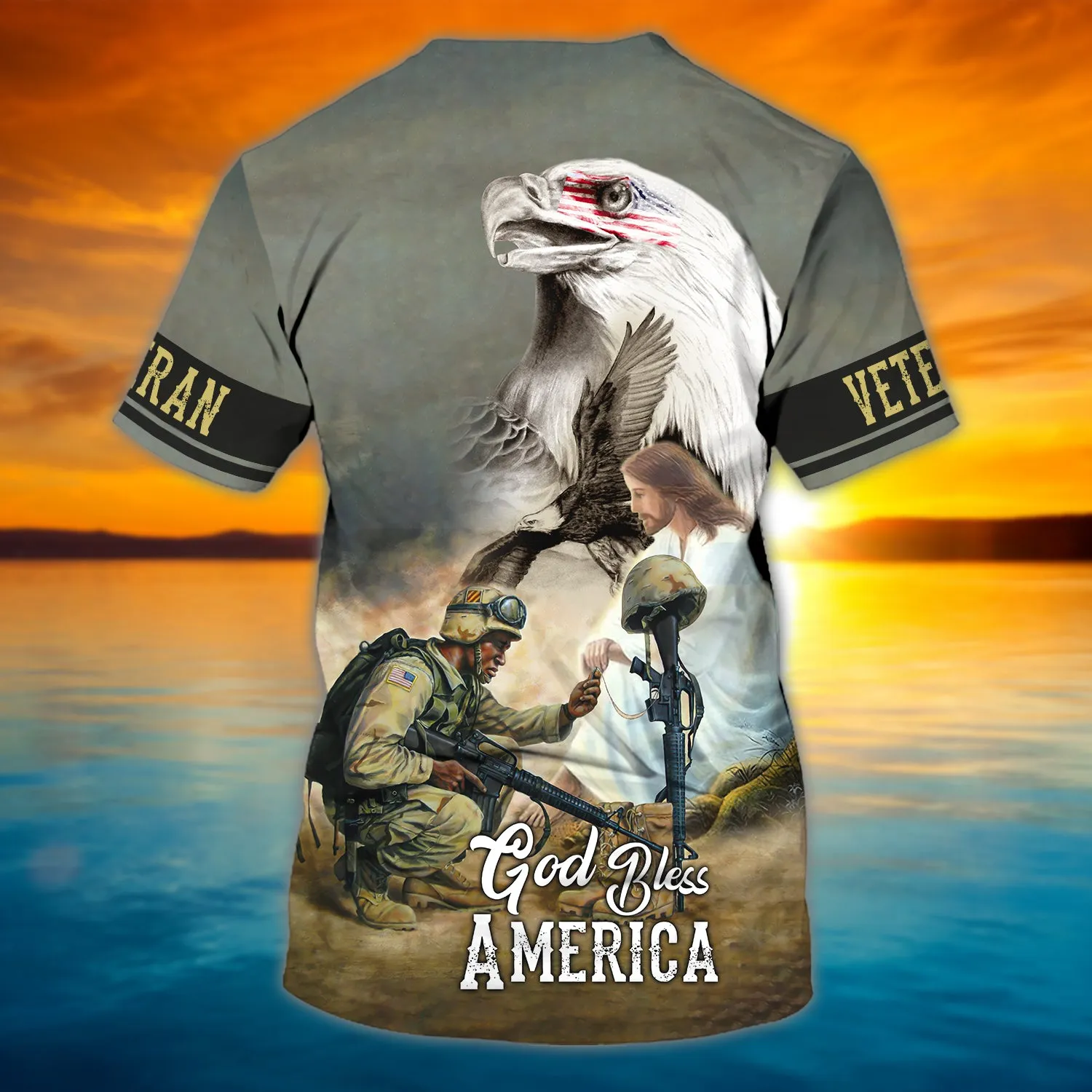 God Bless American Veteran - Personalized Name 3D Full print - ATM2K