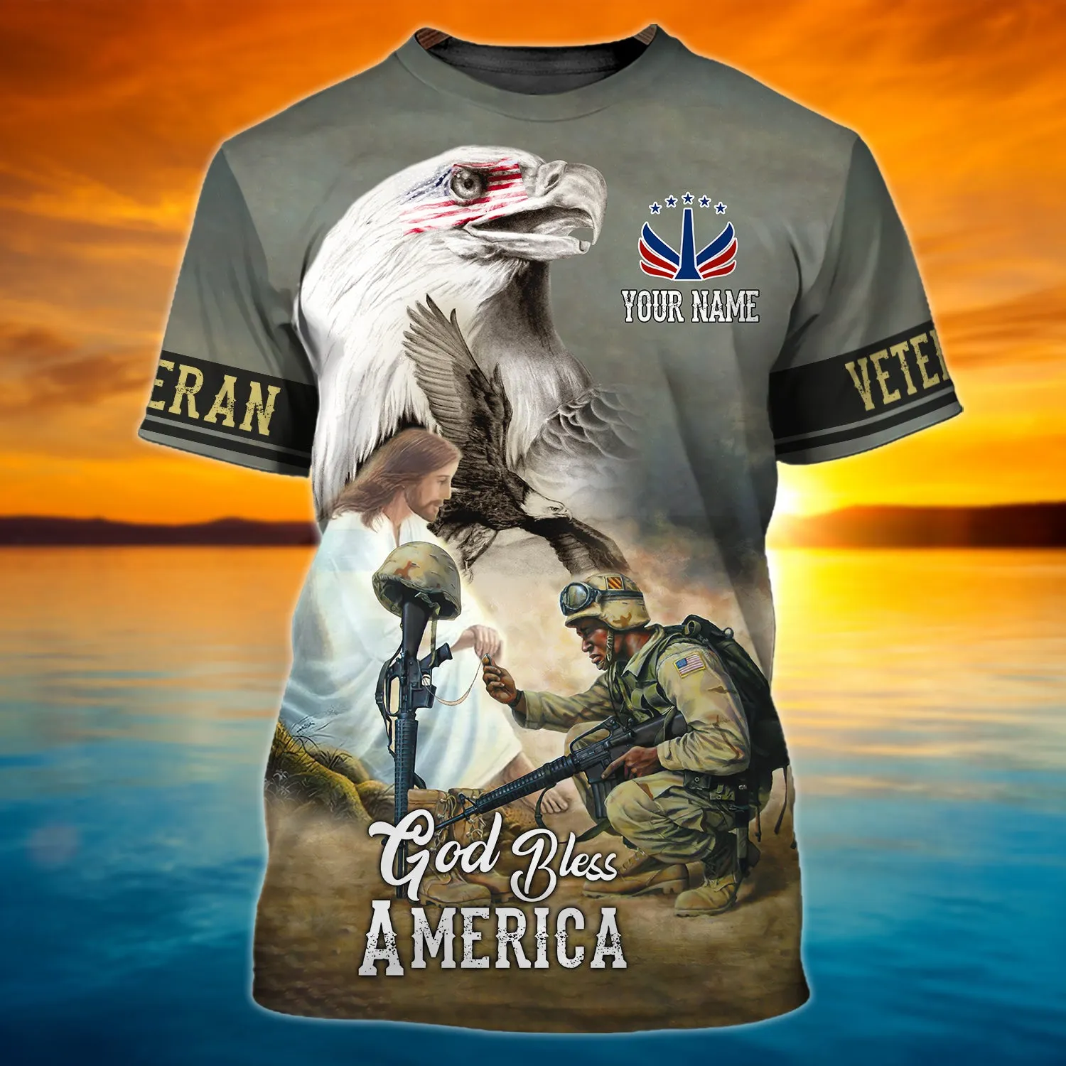 God Bless American Veteran - Personalized Name 3D Full print - ATM2K