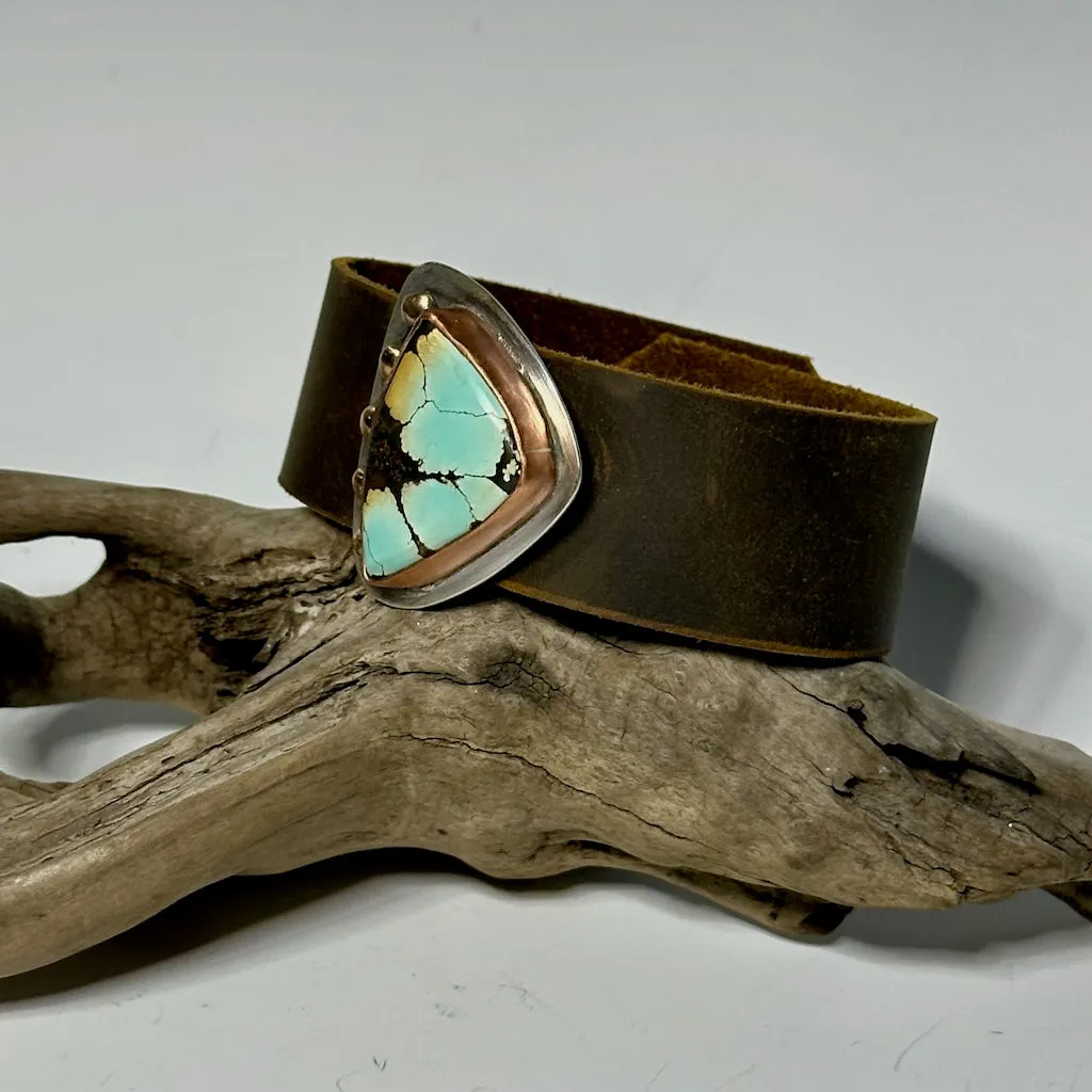 GOLD DRAGON LEATHER CUFF JK175