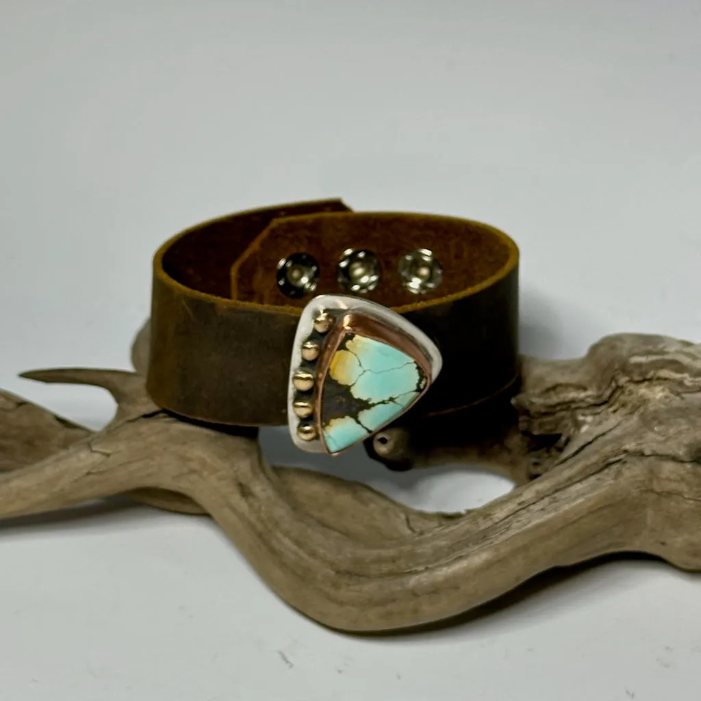 GOLD DRAGON LEATHER CUFF JK175