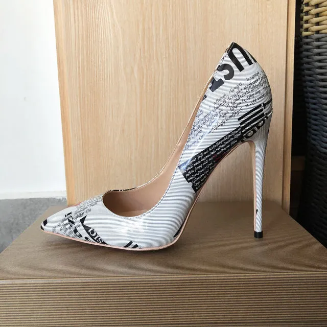 Graphic Print Pointed Toe Stiletto, Ultra High Heels